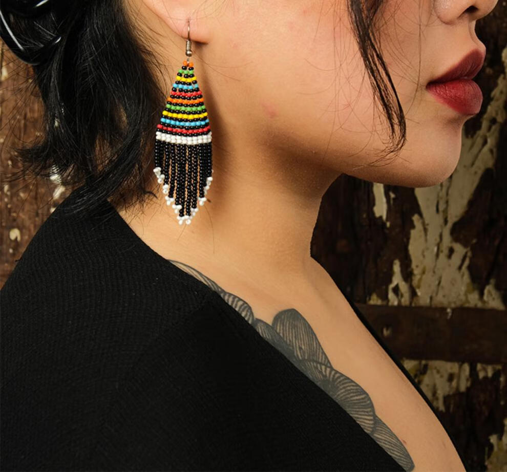 全意琳 马赛耳环部落风手工复古民族波西米亚首饰礼物非洲异域风 玫