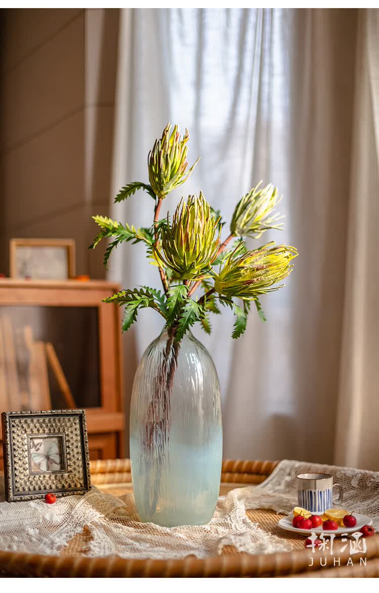 掬涵仿真花蓟果双头帝王花轻奢插花绢花客厅餐桌花艺摆件装饰品仿真花