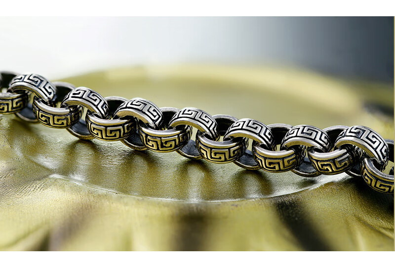 朴芬回字纹龙头项链圆圈925银霸气男款粗犷个性泰银复古粗潮送男士