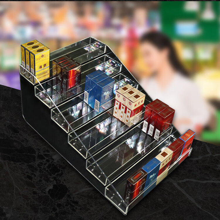 柜台放烟架子售烟架梯形多层陈列三层内宽74厘米长30厘米放口香糖饮料