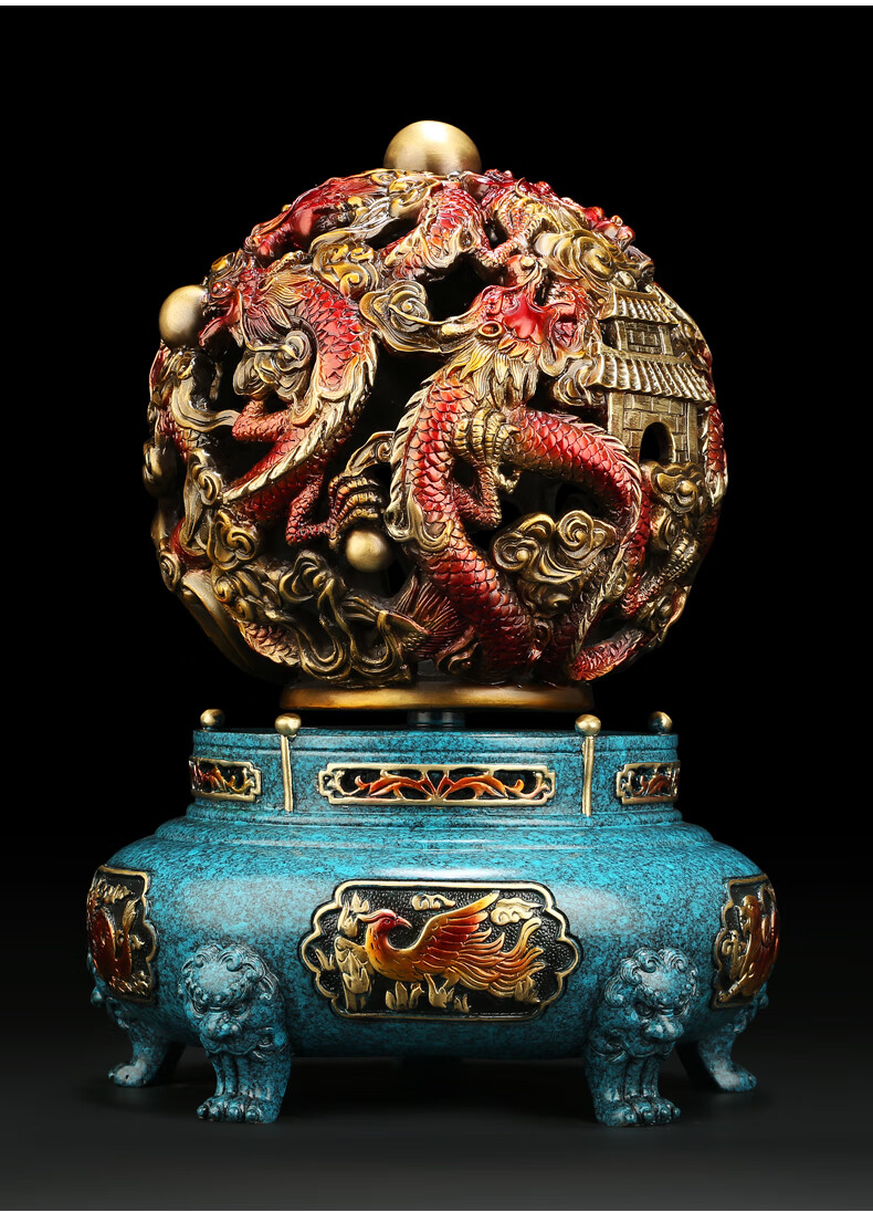 九转乾坤鼎摆件纯铜九龙戏珠四神兽转运办公桌招财工艺品开业礼品