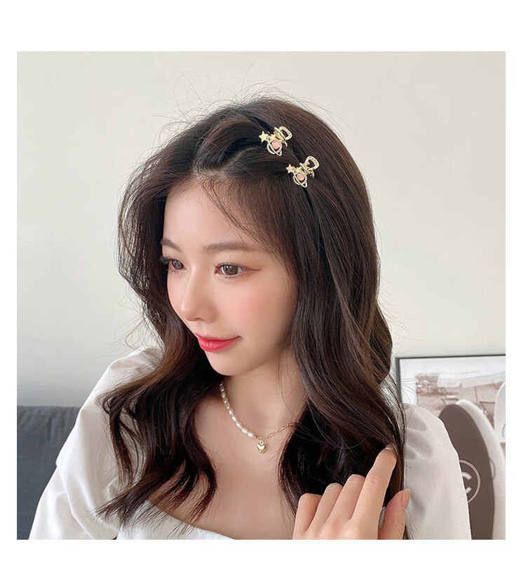 夹小号刘海夹发卡网红2022新款后脑勺发抓卡子头饰6双五角星珍珠金色