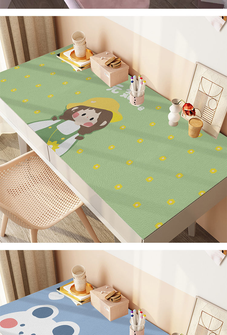 卡通可爱桌垫皮革书桌垫防水防油学生学习写字桌面垫家庭可使用餐桌垫