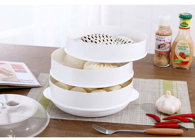 加厚微波炉蒸笼专用器皿包子馒头加热带盖家用蒸盒米饭盒蒸饭大号双层