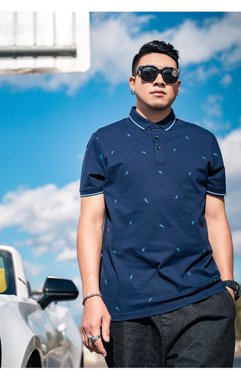 坦野大码男装polo衫男胖子男装夏装加肥加大刺绣短袖潮胖子宽松半袖