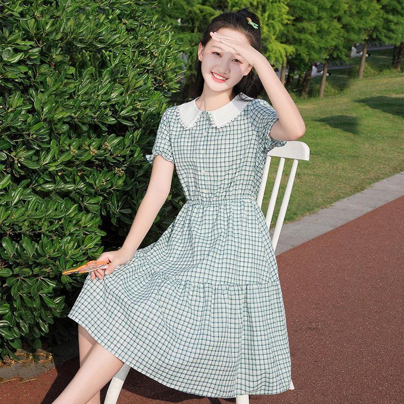 少女连衣裙长款夏季初中学生大童夏装高中女生白色雪纺长裙子过膝白色