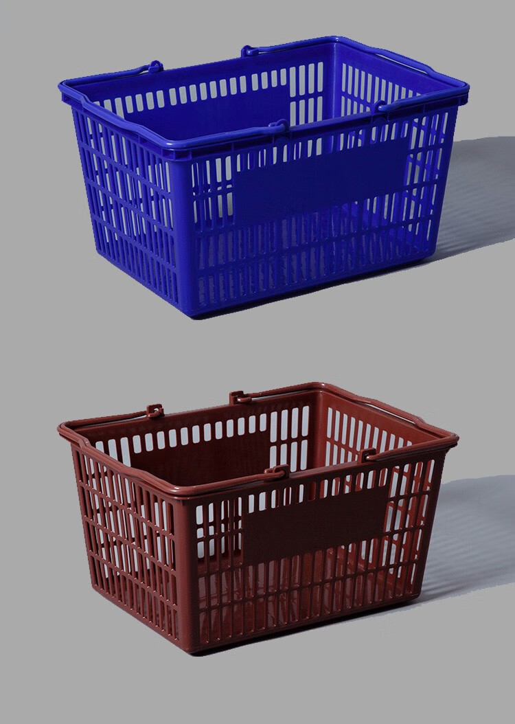 定制超市购物篮手提篮子加厚塑料塑料筐带轮拉杆框商场便利店买菜篮