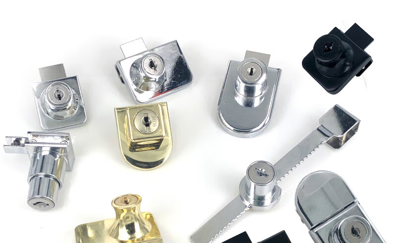 玻璃门锁双门单门免开孔推拉门移门柜台锁橱窗锯齿锁展示柜锁黑色407