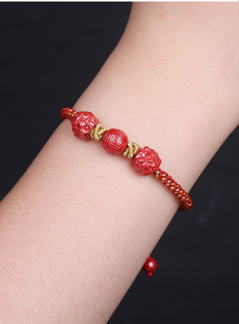 青鹊凰三合生肖手链2022虎年北斗三奇保岁本命年手绳吉祥物女太岁朱砂