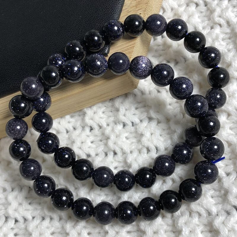 去寻珠宝蓝砂石手链男女款单圈水晶手串饰情侣礼物超值款蓝沙石12mm