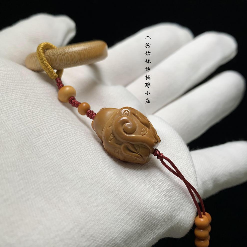 碧家橄榄核单籽可爱猫单籽单粒单颗手把件橄榄核手工雕刻个性吊坠文玩