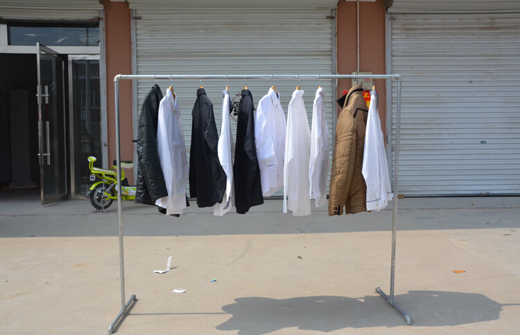 镀锌钢管晾衣架落地挂衣架室外晒衣架阳台简易单双杆晒被架衣服架 长