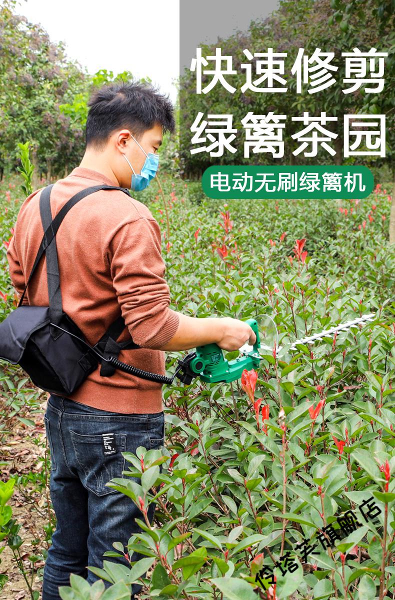 新款单手电动绿篱机小型园艺修剪工具绿化带造型剪刀苗木机器24v双刃
