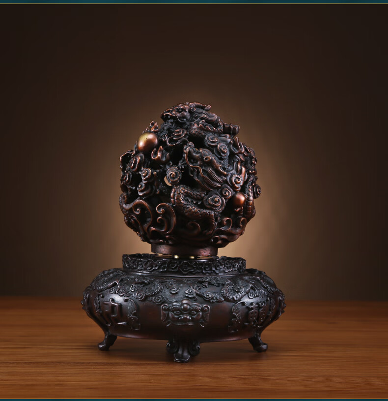 黛安缇纯铜九转乾坤鼎摆件仿古九转青龙乾坤家居装饰品开业礼品中号九