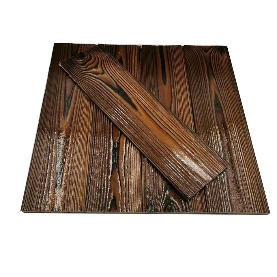 碳化木板片实木扣板装修护墙板阳台吊顶仿古炭墙裙装修 深碳色碳化板