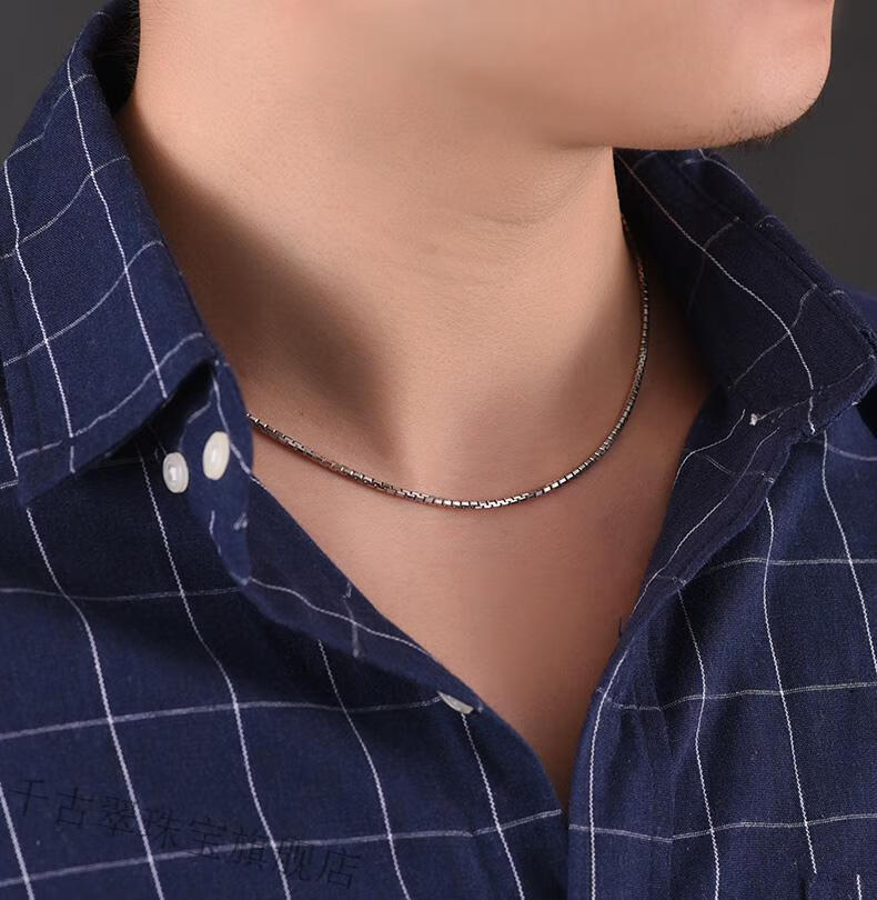 千古翠银链子925银项链男士潮款韩版时尚饰品八面蛇骨链礼物50cm长