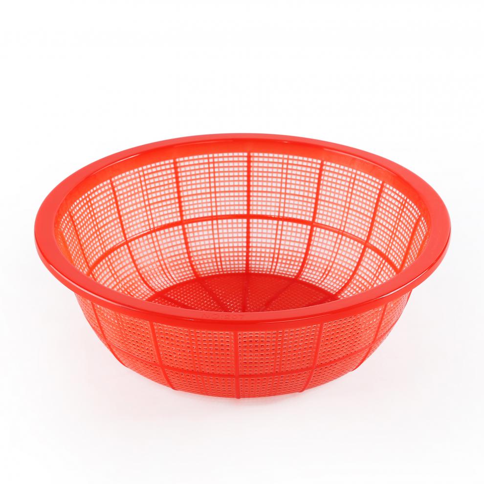 碧炅加厚塑料水果篮淘米小篮子蓝色白色小号圆形筐子密眼收纳篮直径21