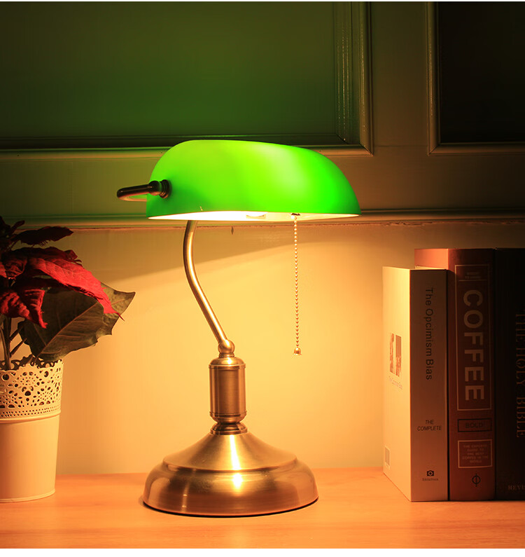 绿色护眼银行灯美式复古办公室装饰灯老上海民国老式台灯绿色玻璃灯罩