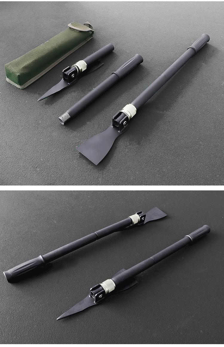 镐户外多功能折叠小洋镐锄头便携装备铁镐铁锹钓鱼铲- 黑色 hj 黑色