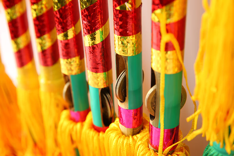 打花棍金钱棍钱杆打连响金钱棒打连厢中老年霸王鞭莲厢广场舞道具 红