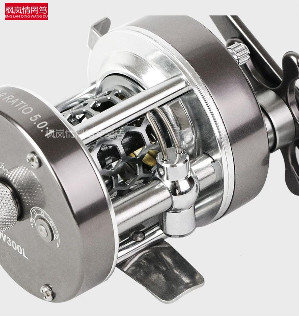 鼓轮远投海钓全新款明洋w300l全金属微物可改装鼓轮路亚远投轮同步线