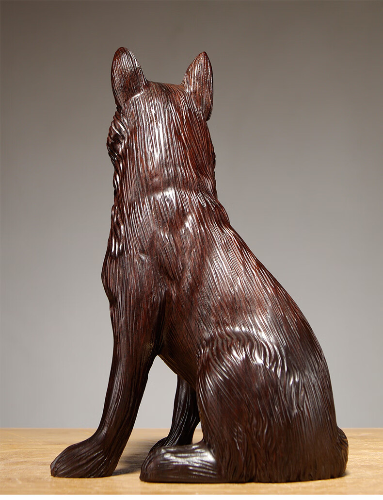 奈希森木雕狗摆件实木质动物雕刻十二生肖狗家居酒柜玄关书房办公室