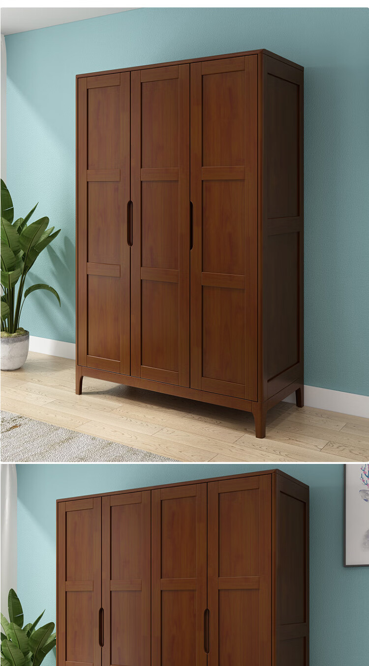 木头衣柜 木制衣柜北欧衣柜现代简约家用实木衣柜经济型小户型简易3门