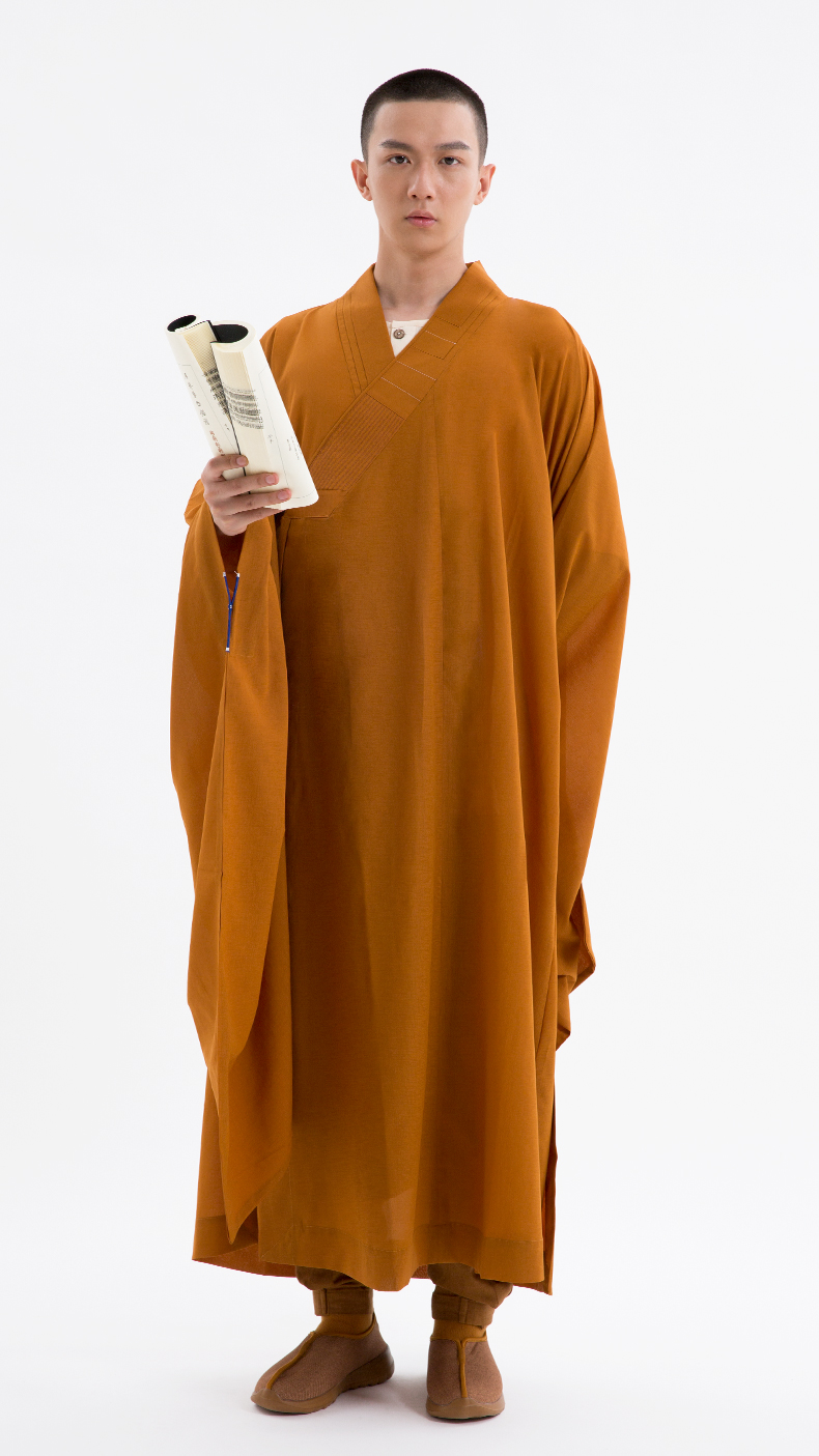 出家人穿的衣服僧服广袖海清木兰色姜黄色宽袖大袖海青佛教僧衣居士服