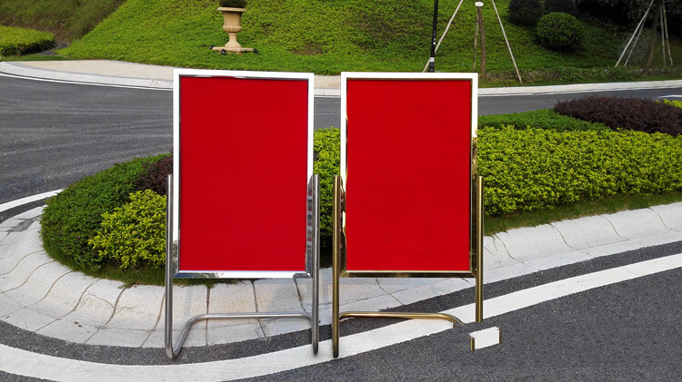 大堂迎宾牌欢迎牌水牌展示架立牌指示牌不锈钢广告牌海报架酒店l型脚