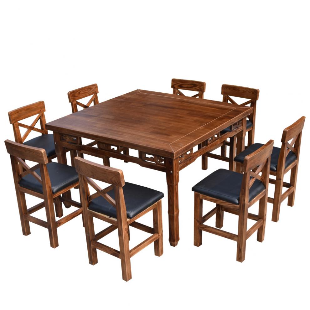 实木四方桌八仙桌新中式经济型面馆小吃商用家用正方形餐桌椅组合