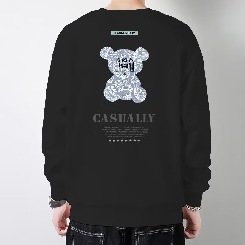 轨店贝兹卡洛套头卫衣男圆领春秋款时尚炫彩印花套头百搭款上衣637076