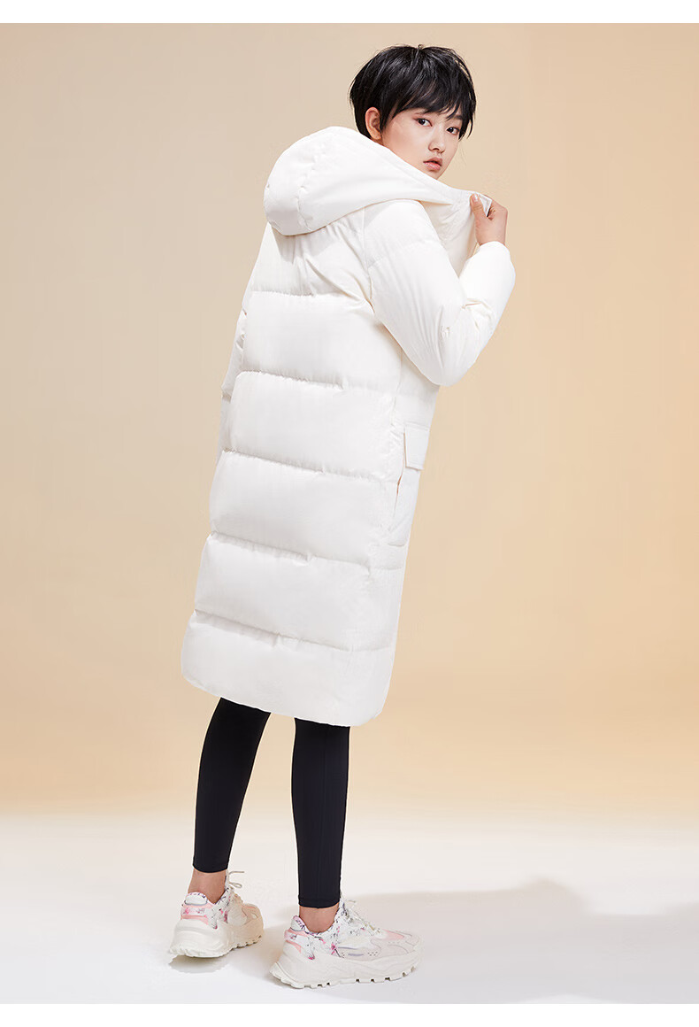 安踏女装连帽羽绒服女款春季新款休闲保暖上衣运动服鸭绒白962048948l