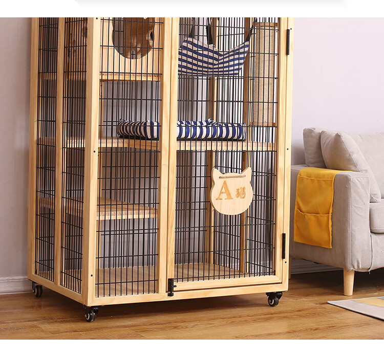 猫别墅猫笼子家用大号室内猫舍三层窝房子实木猫笼空笼猫窝定制益萌