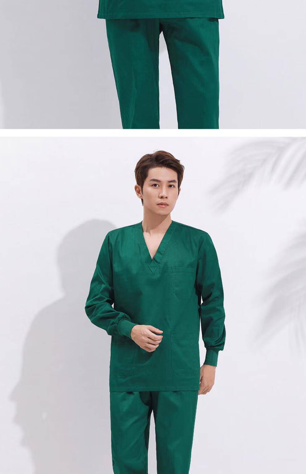 手术室洗手衣刷手服纯棉刷手隔离夏季薄款美容院护医生定制款女墨绿色