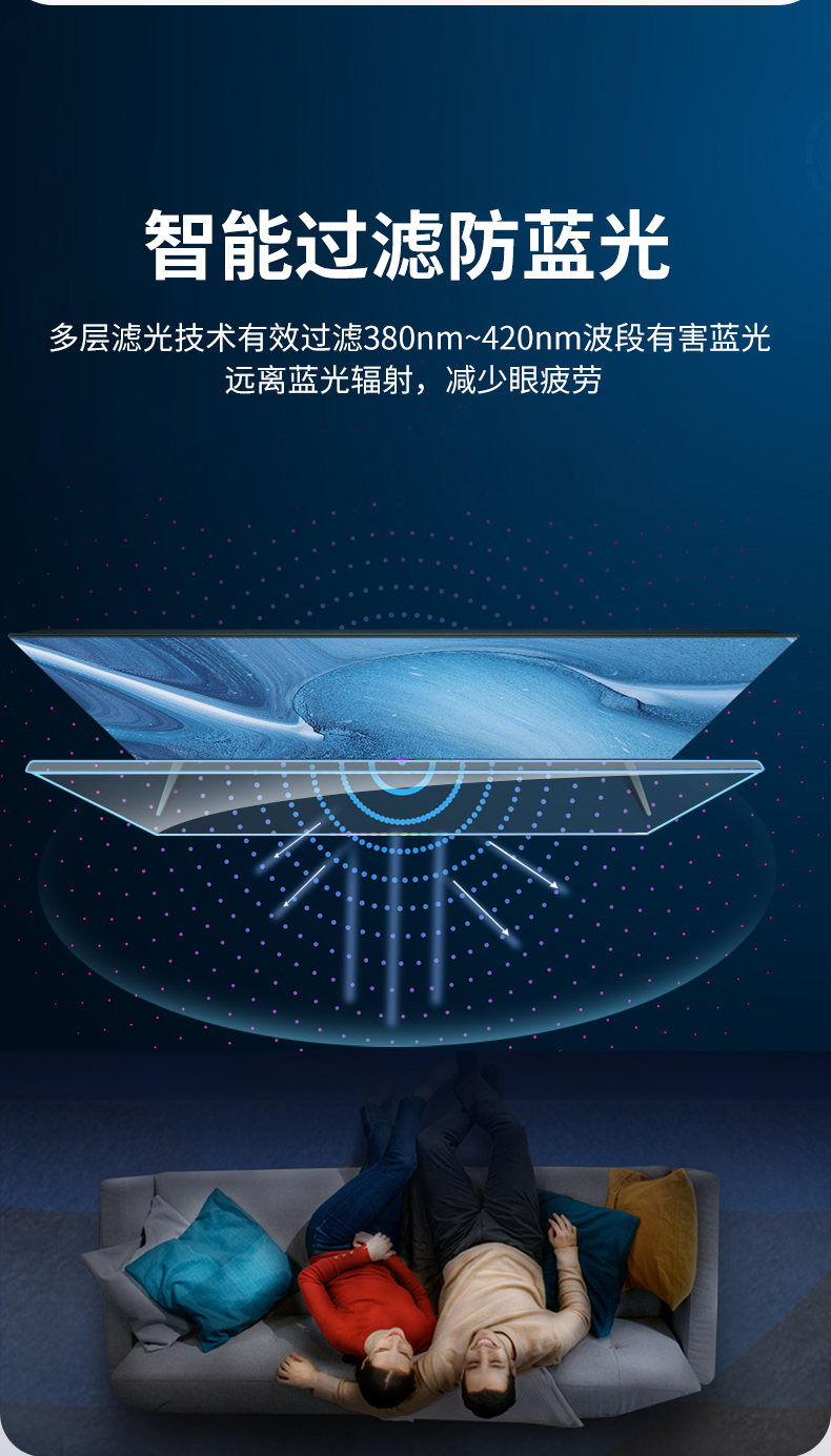 电视机防蓝光屏幕膜保护罩防砸挂饰隔离板适用小米65海信50免贴挂40寸