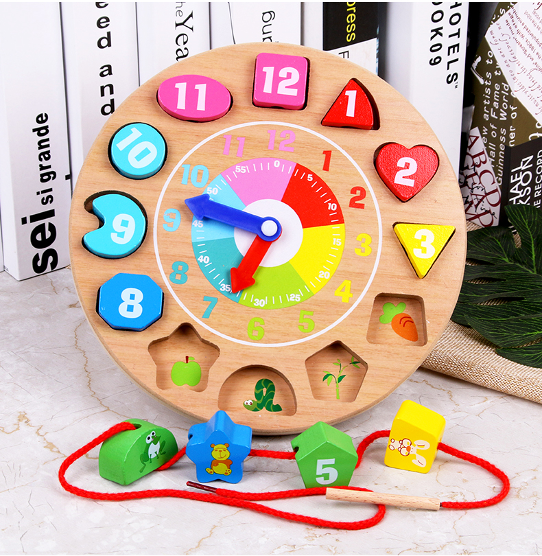 儿童穿线数字时钟串珠积木认知教具幼儿园早教益智宝宝玩具13岁数字穿