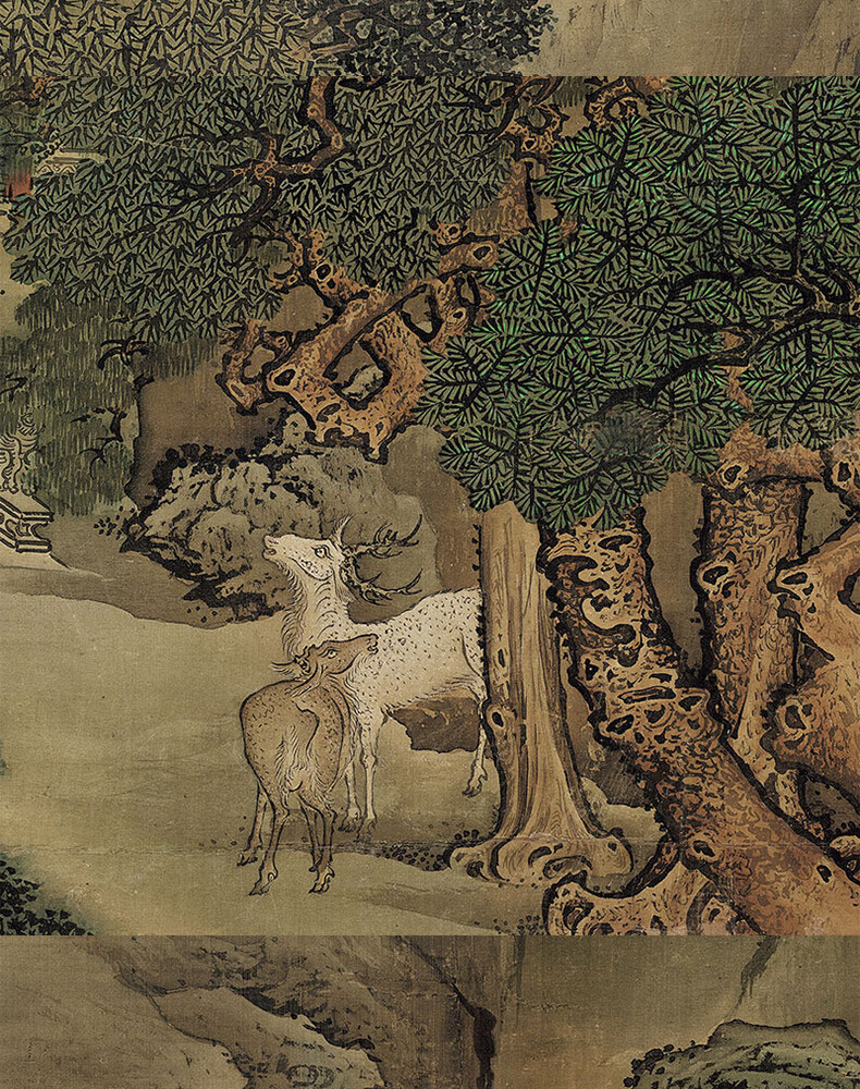 可狄清袁耀蓬莱仙境图十二条屏横幅国画高清微喷复制客厅风景装饰画绢