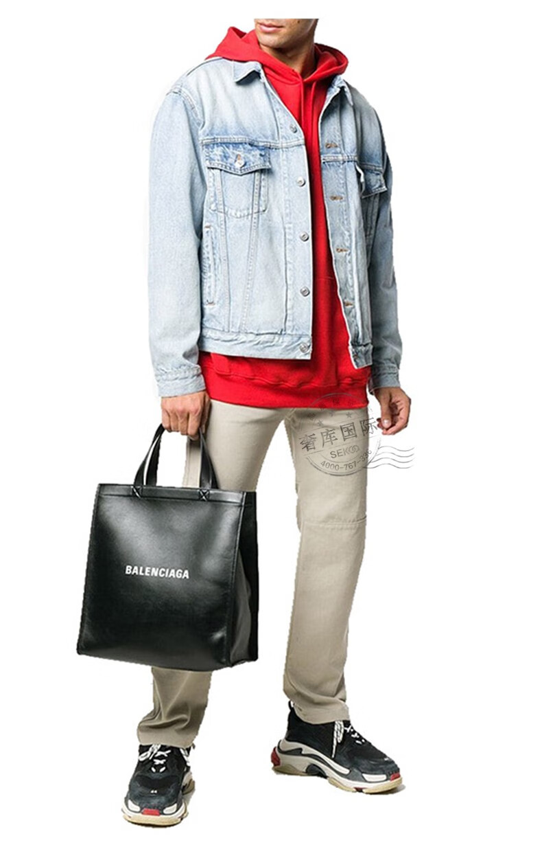 【礼物】balenciaga巴黎世家男包牛皮敞口手提购物袋 541842 黑色