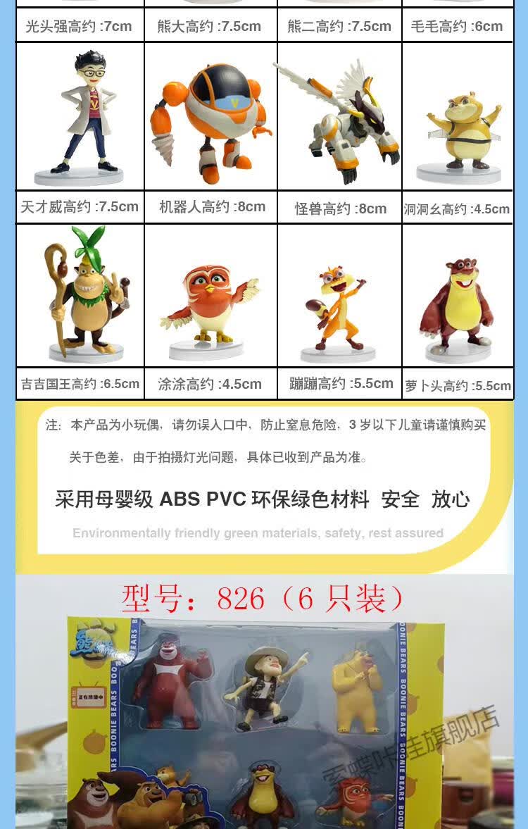 天才威洞洞幺玩具摆件套装模型熊出没儿童熊大熊二光头强 模型883b