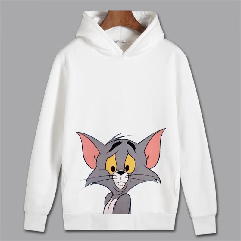 猫和老鼠tom汤姆猫动漫周边连帽加绒套头卫衣情侣装亲子装秋冬季15s