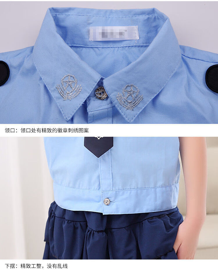 欧洲象警察儿童服装夏季小警察服套装男女孩警官衣服短袖幼儿园角色