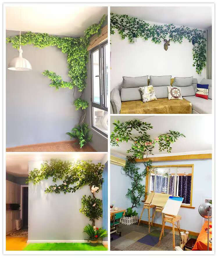 仿真树藤藤条藤蔓绿植室内管道客厅植物墙假树枝榕树叶缠绕装饰紫藤花
