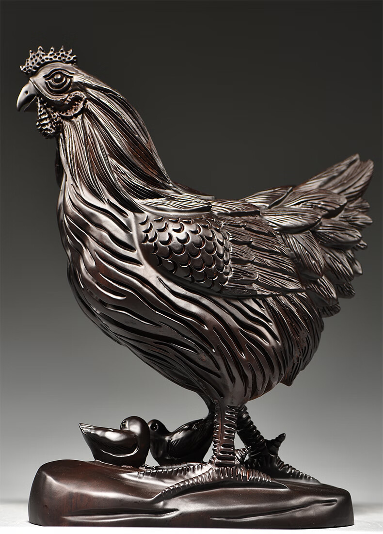 杞瑾木雕鸡摆件实木雕刻母鸡十二生肖鸡摆设家居装饰品红木工艺品精雕