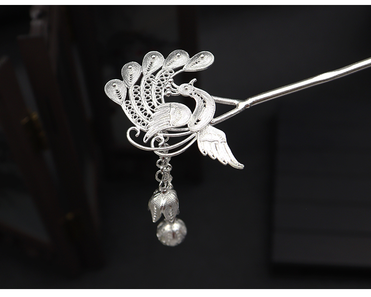 美芙仁999足银凤凰流苏发簪古典盘发簪子古风宫廷汉服步摇发钗钗子