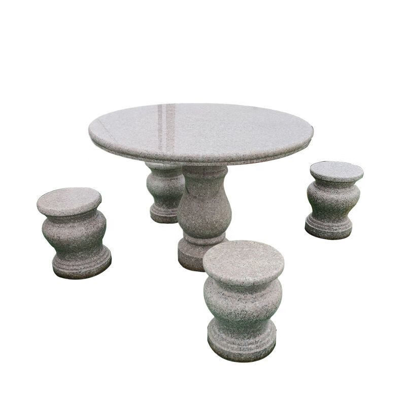 石桌石凳庭院花岗岩石桌子户外广场公园休闲家用石头圆桌子 一米一桌