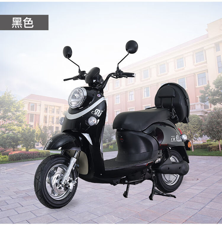 新国标小龟王电动摩托车60v70v男女双人电瓶车长跑王电动车车 黑色 送
