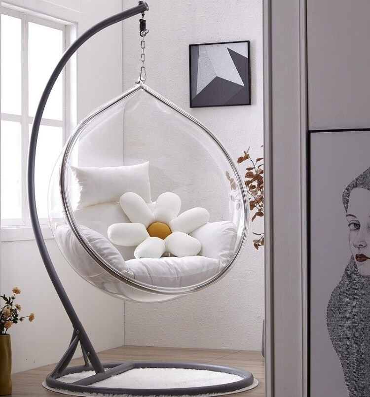 网红透明泡泡摇篮椅悬挂式吊椅卧室少女家用阳台吊篮椅子室内秋千灰架