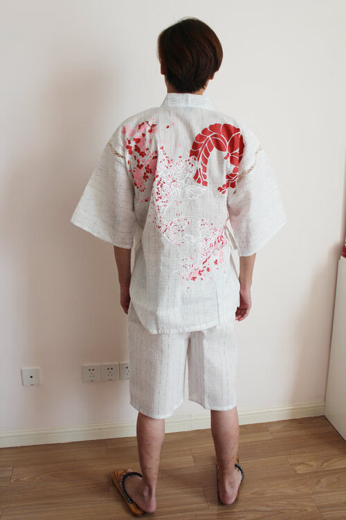 夏天穿的春夏日本纯棉男士甚平浴衣和服日式短袖睡衣家居服温泉汗蒸服