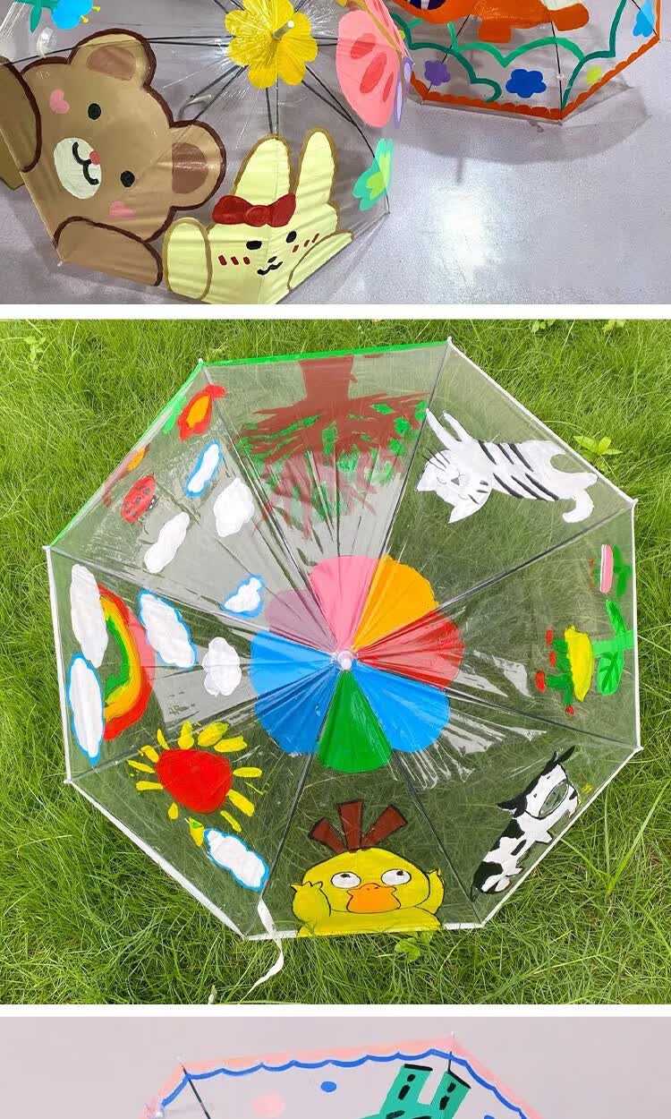 透明雨伞女生透明雨伞幼儿园儿童手工diy绘画涂鸦伞暖场活动小清新