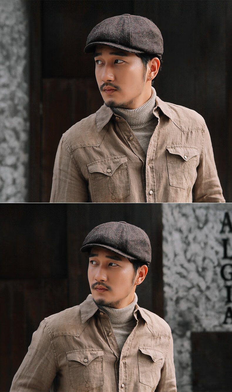 老爷车英伦复古加厚护耳八角帽男秋冬季保暖报童帽画家鸭舌帽潮贝雷